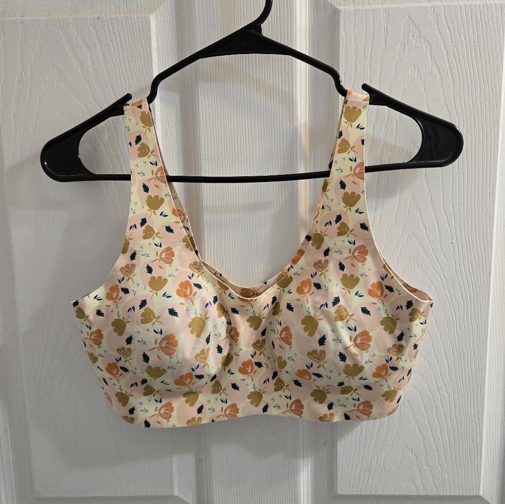 Knix x Anna Sui LuxeLift Pullover Bra L Pink Yellow Floral Tank Wireless